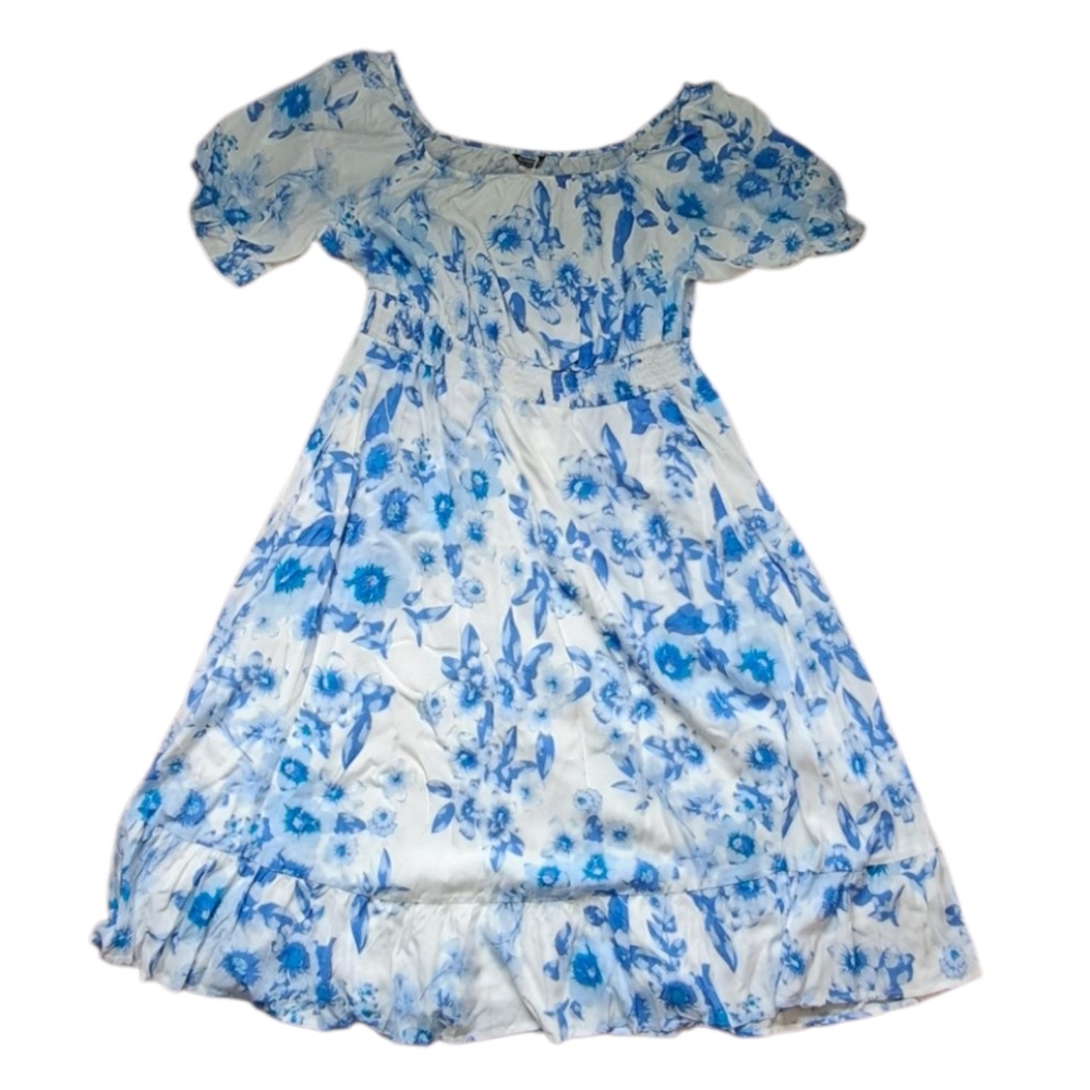 Summer Dress Floral Blue and White